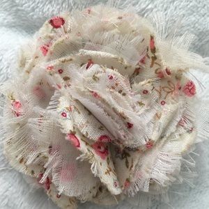 Cloth floral hair clip with safety pin (brooch)